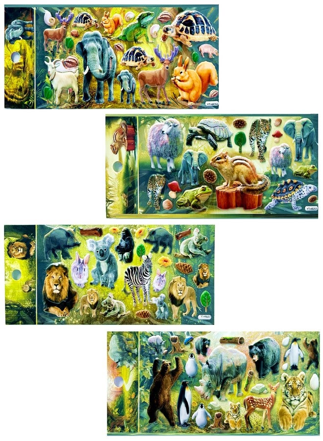 SUPER TOY Plastic 3D Puffy Animal Stickers for Kids Boys & Girls 4 Strap of Wild Animals Stickers Self Adhesive 3D Scrap Book Decoration for Boys & Girls, all surface, 5 cm - Image 1